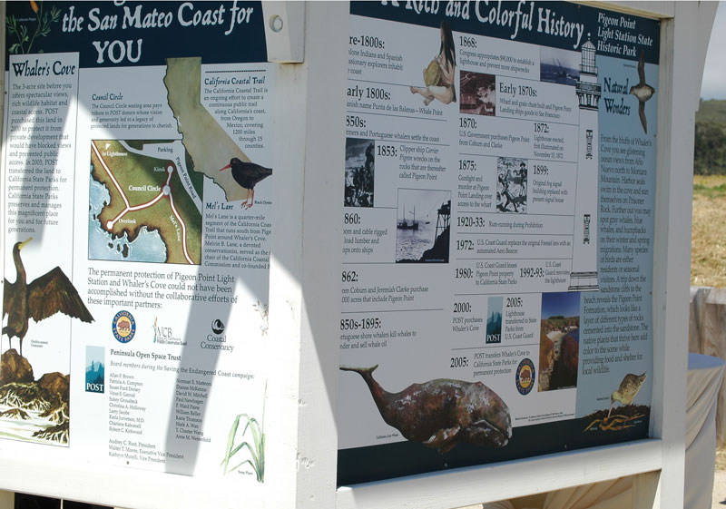 Pigeon Point Welcome Kiosk, Installed Closeup View